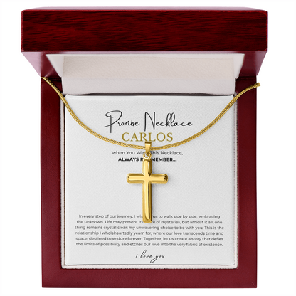 Prosonalized Promise Cross Necklace with Snake Chain