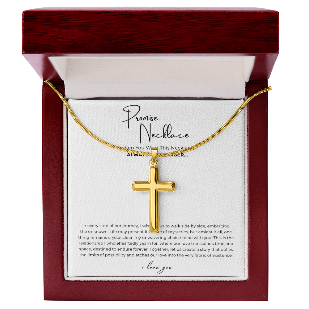 Promise Cross Necklace with Snake Chain