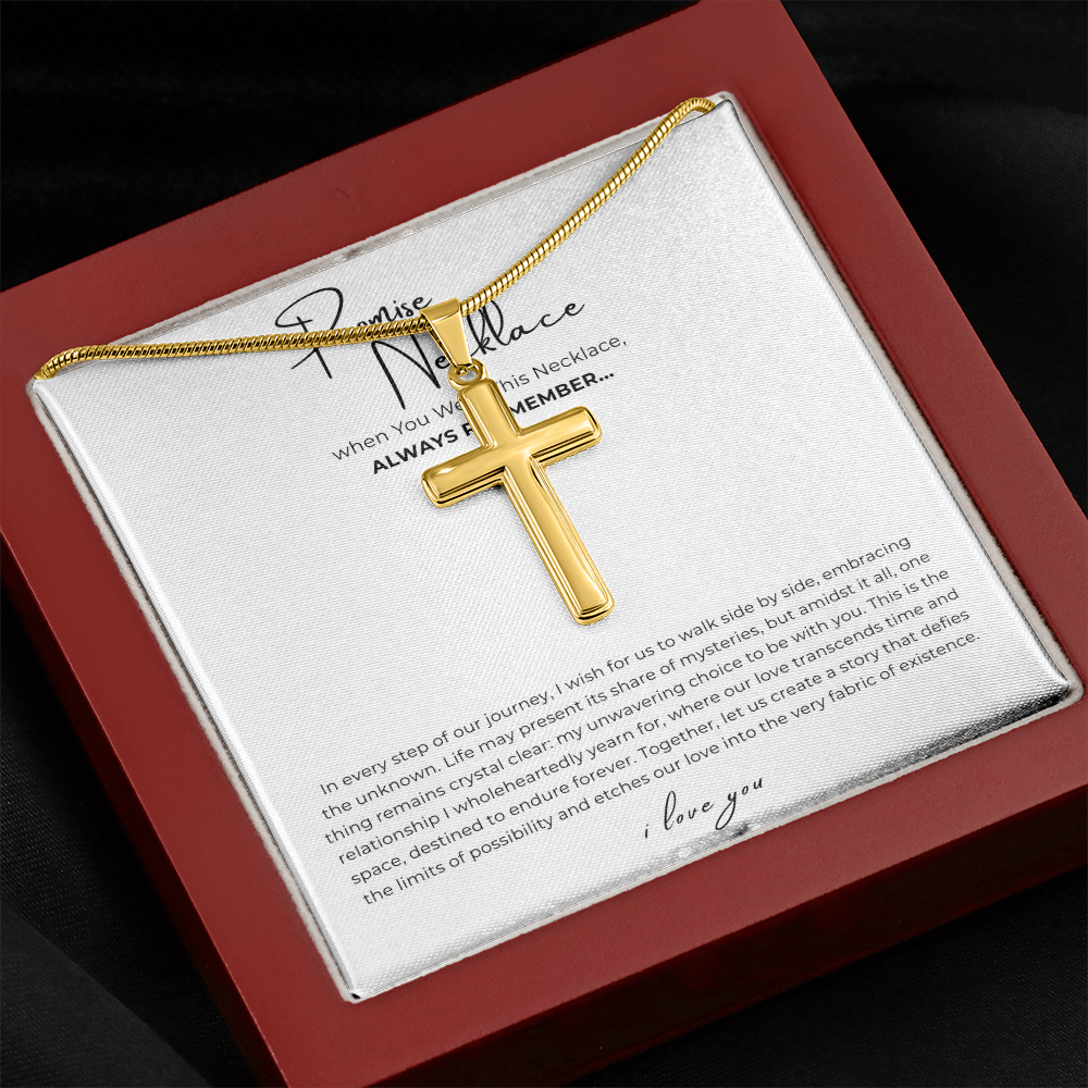 Promise Cross Necklace with Snake Chain