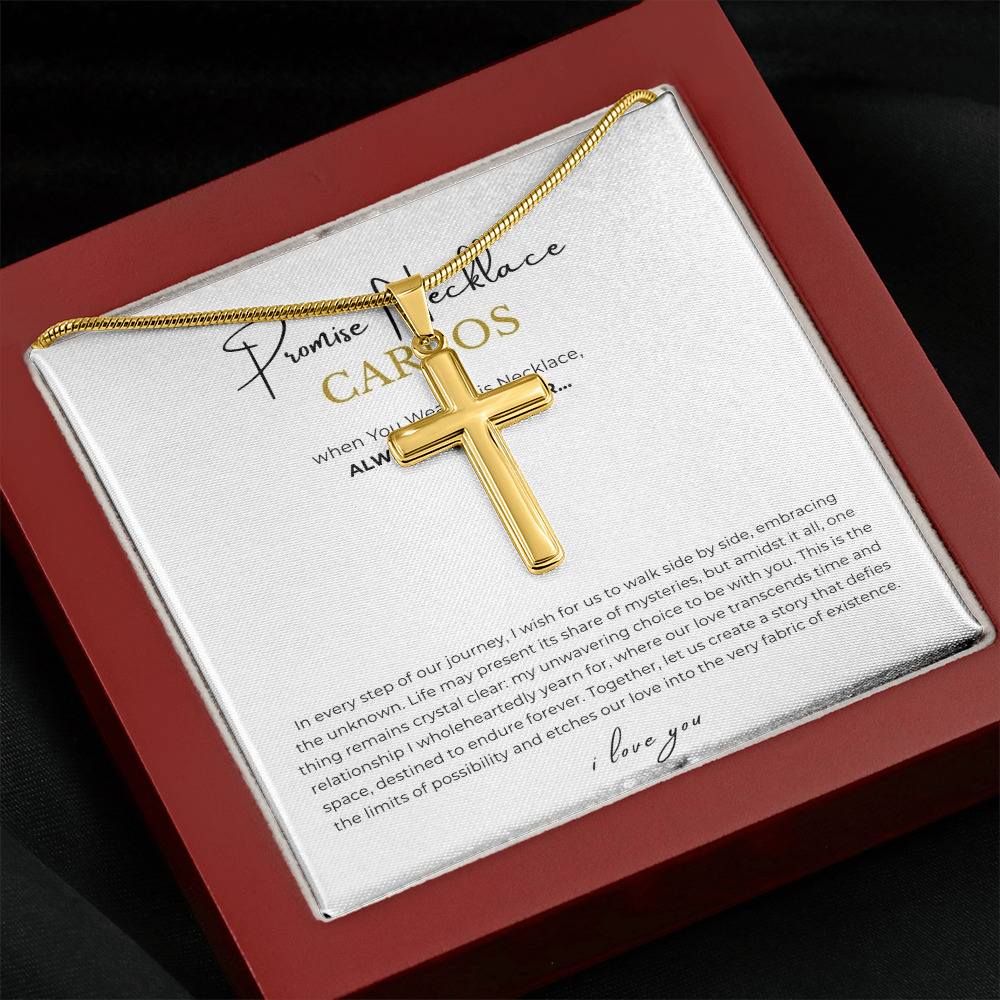 Prosonalized Promise Cross Necklace with Snake Chain
