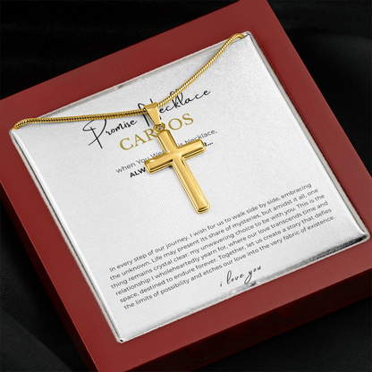 Prosonalized Promise Cross Necklace with Snake Chain
