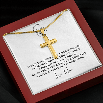 To My Son Artisan Cross Necklace with Snake Chain