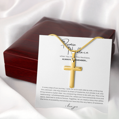 Promise Cross Necklace with Snake Chain