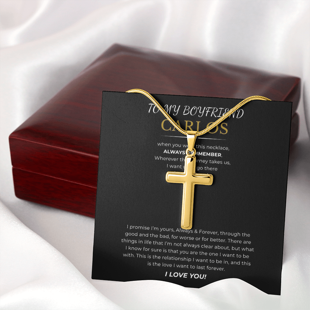 Prosonalized Promise Cross Necklace with Snake Chain