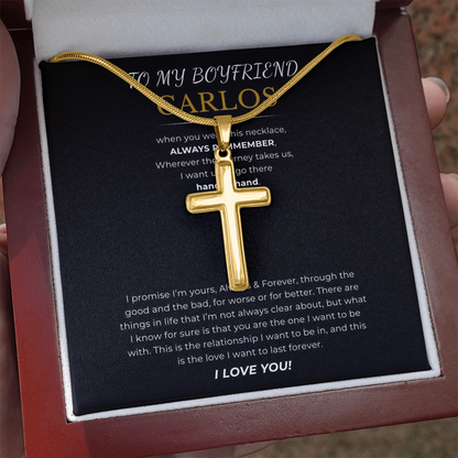 Prosonalized Promise Cross Necklace with Snake Chain