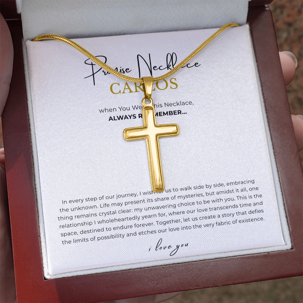 Prosonalized Promise Cross Necklace with Snake Chain