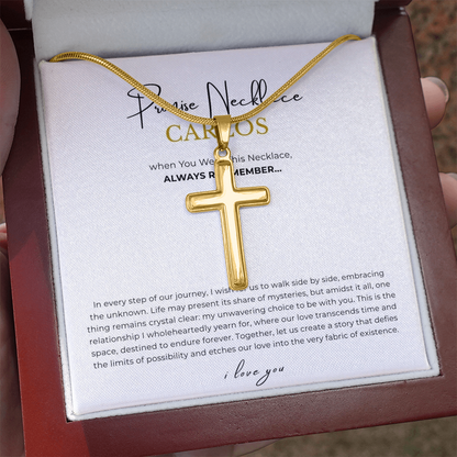 Prosonalized Promise Cross Necklace with Snake Chain