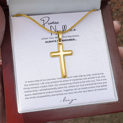 Promise Cross Necklace with Snake Chain