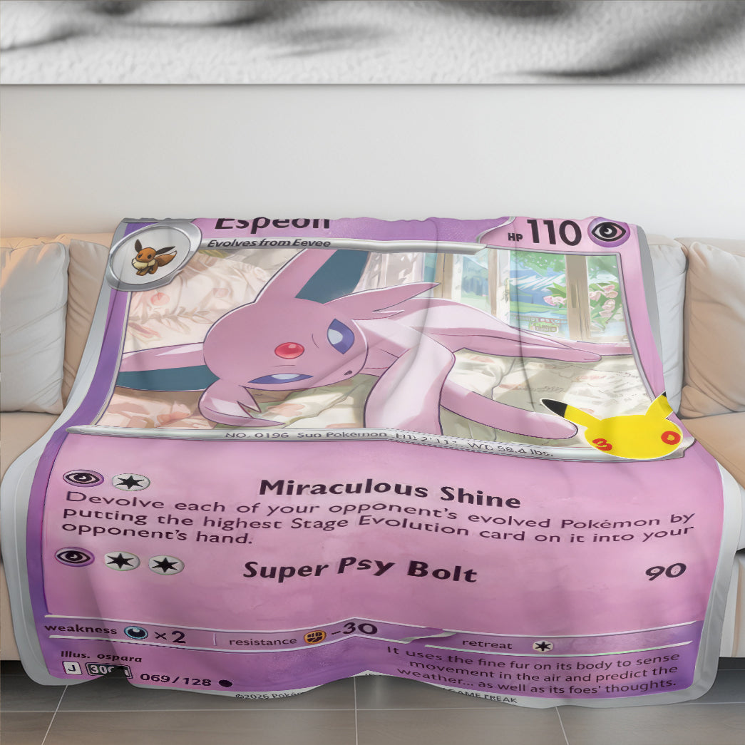 Espeon PKM Custom Fleece Blanket – Personalized Gift for Kids & Fans