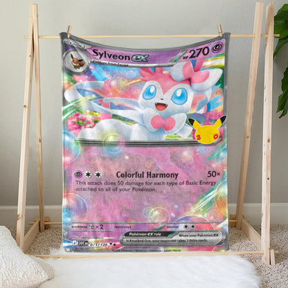 PKM Sylveon ex Card Custom Fleece Printed Blanket
