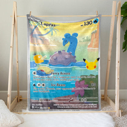 Lapras PKM Custom Fleece Blanket – Personalized Gamer Gift Blanket