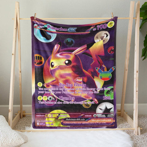 PKM Pikachu ex Custom Fleece Printed Blanket