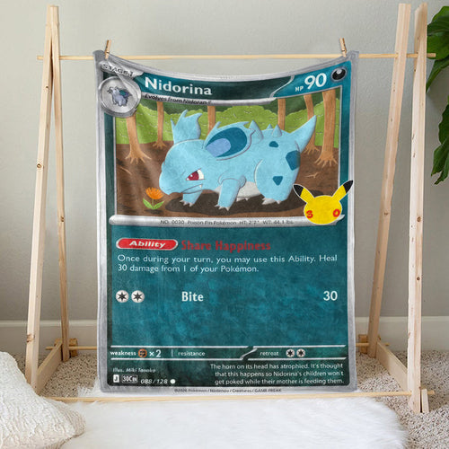 PKM Nidorina Custom Fleece Blanket – Personalized PKM Gift Blanket