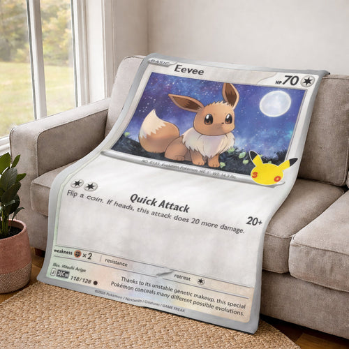 Eevee PKM Custom Fleece Blanket - Personalized Card Blanket