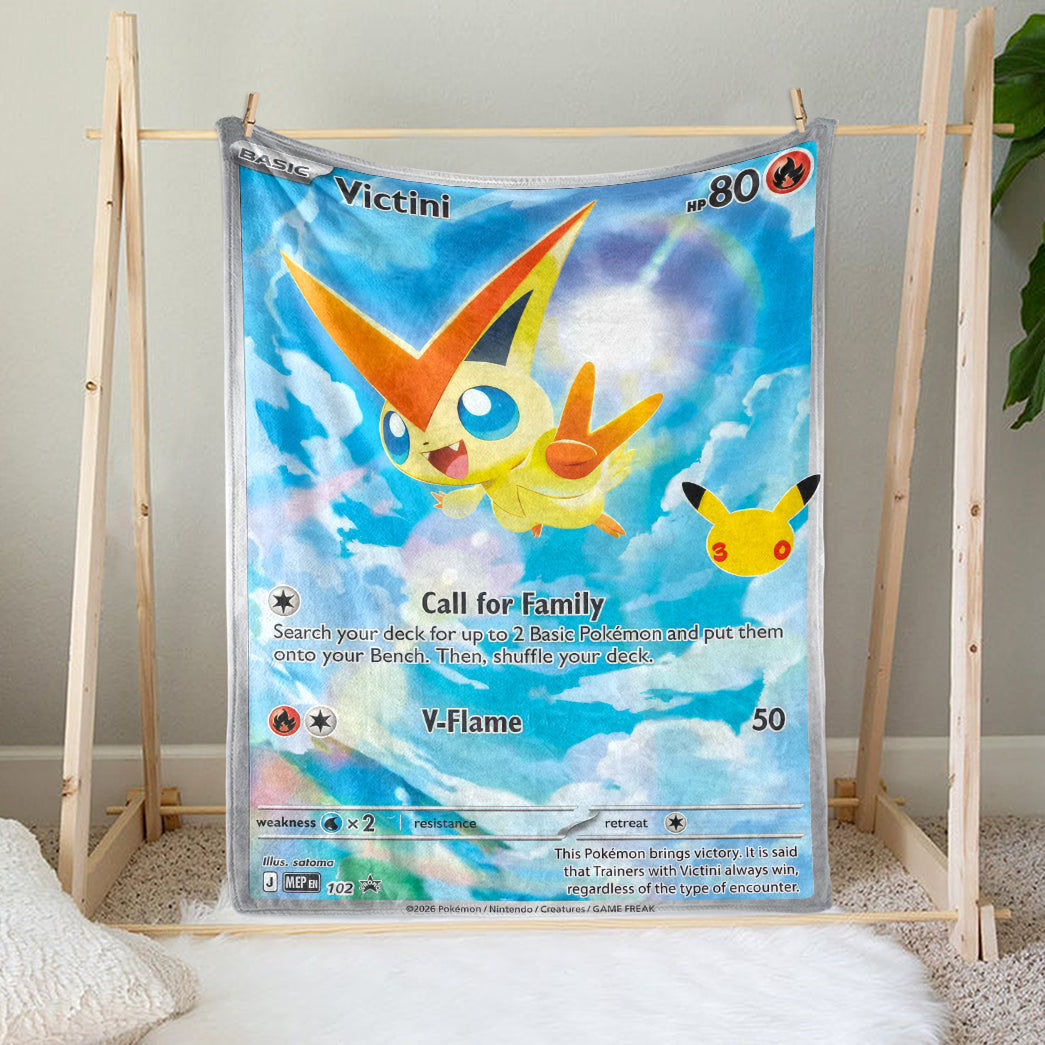 PKM Victini Custom Fleece Printed Blanket