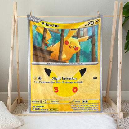 PKM Pikachu Custom Fleece Blanket – Personalized Gift for Kids & Fans