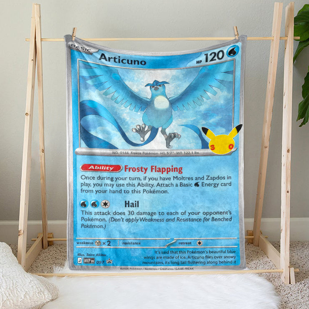 PKM Articuno Custom Fleece Printed Blanket