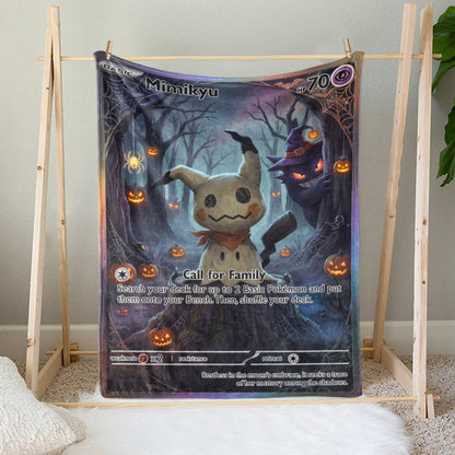 PKM Mimikyu And Gengar Halloween Custom Fleece Blanket
