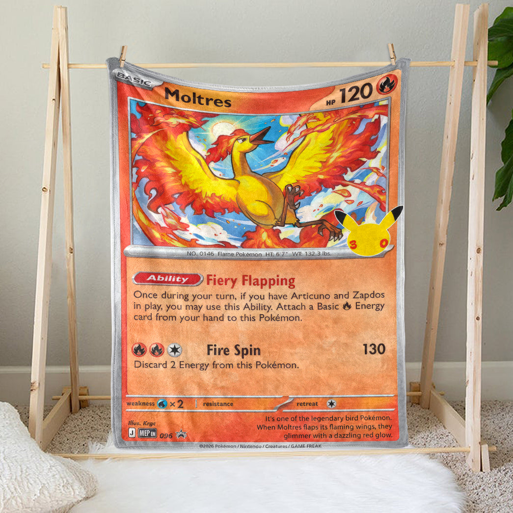 PKM Moltres Custom Fleece Printed Blanket