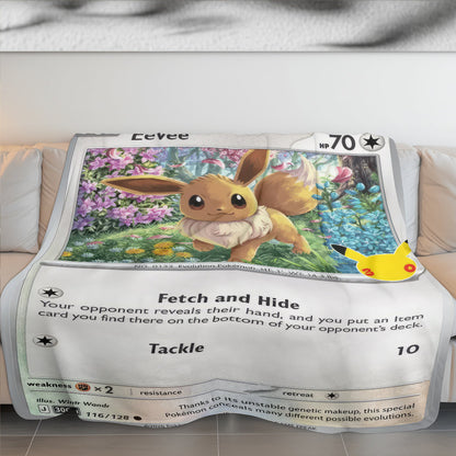 Eevee PKM Custom Fleece Blanket – Personalized Trading Card Blanket