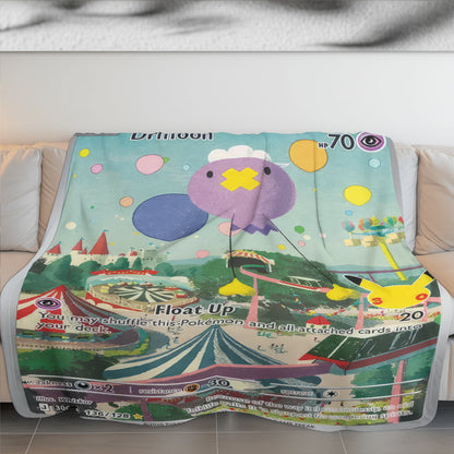 Drifloon PKM Custom Fleece Blanket – Personalized Trading Card Throw Blanket
