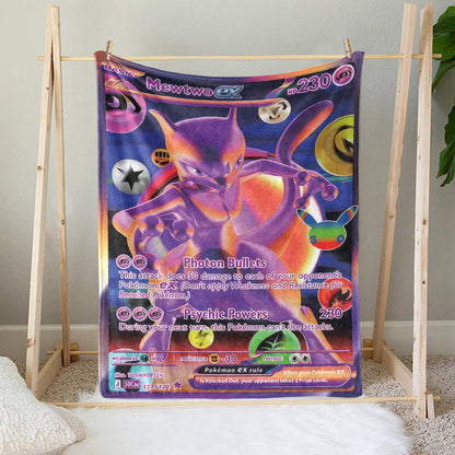 PKM Mewtwo Custom Fleece Blanket – Personalized Soft Plush Throw Blanket