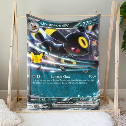 PKM Umbreon ex Card Custom Fleece Printed Blanket