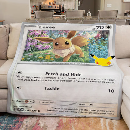 Eevee PKM Custom Fleece Blanket – Personalized Trading Card Blanket