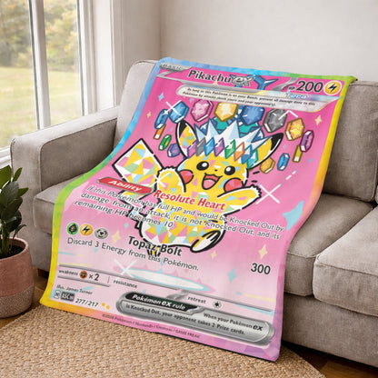 PKM Pikachu EX Card Custom Fleece Blanket