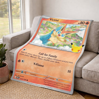 Victini PKM Custom Fleece Blanket – Personalized Trading Card Blanket