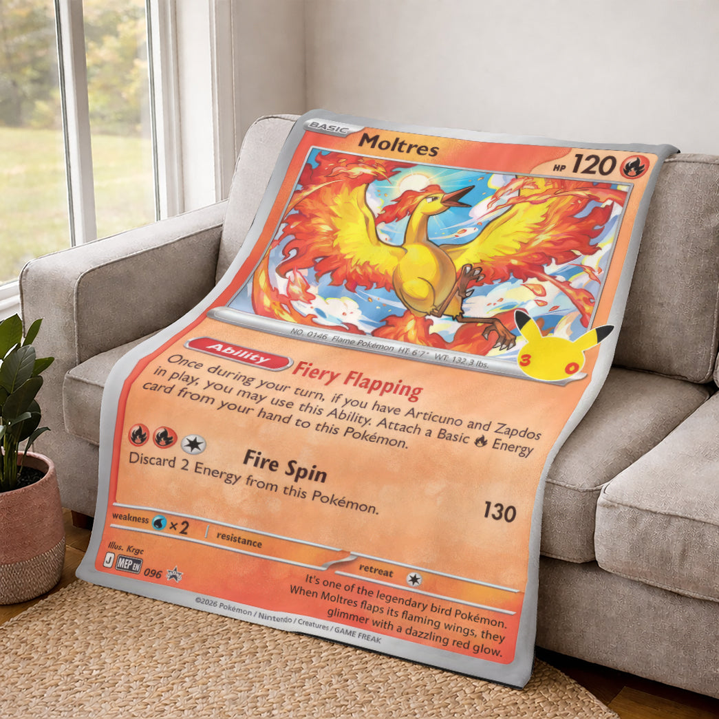 PKM Moltres Custom Fleece Printed Blanket