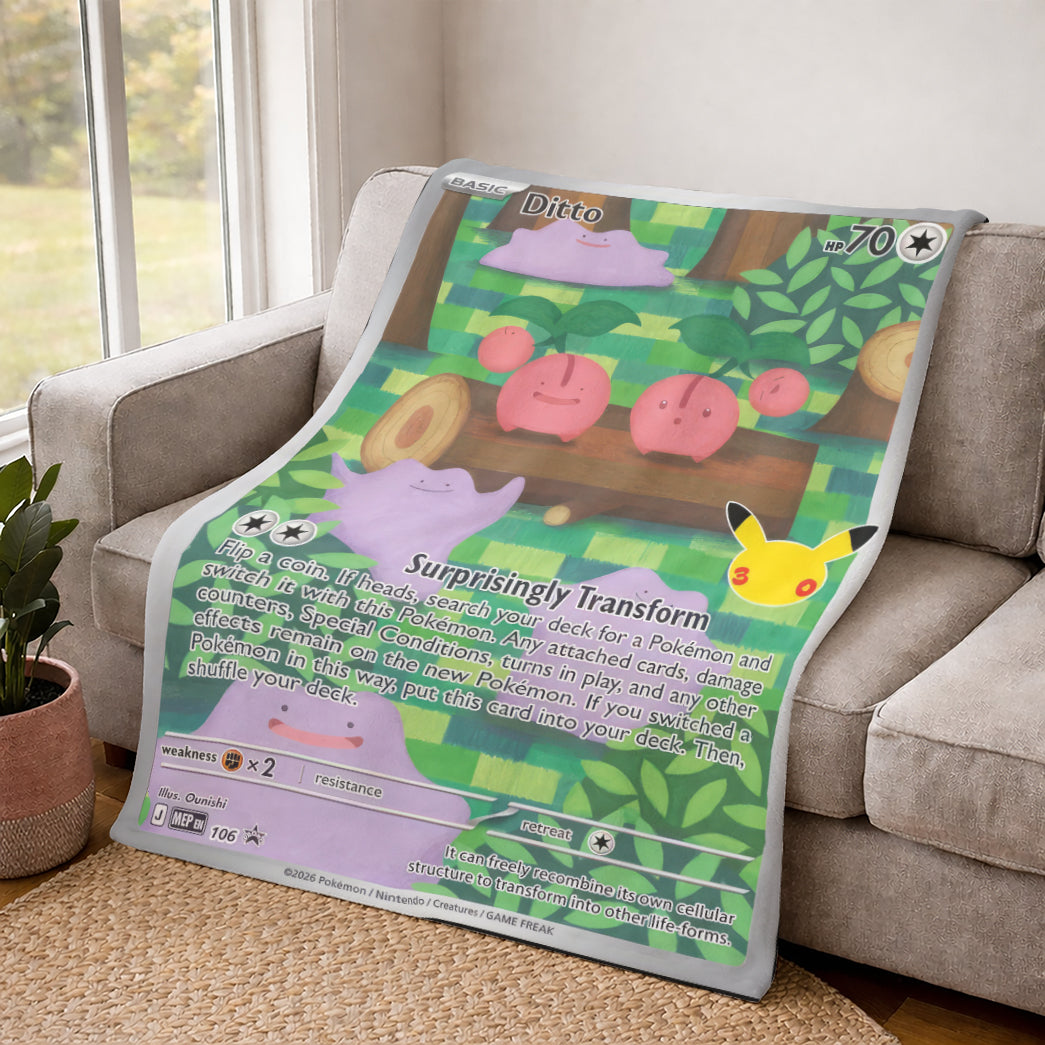 PKM Ditto Card Custom Fleece Printed Blanket