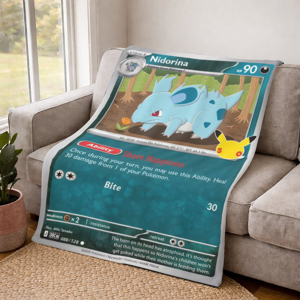 PKM Nidorina Custom Fleece Blanket – Personalized PKM Gift Blanket