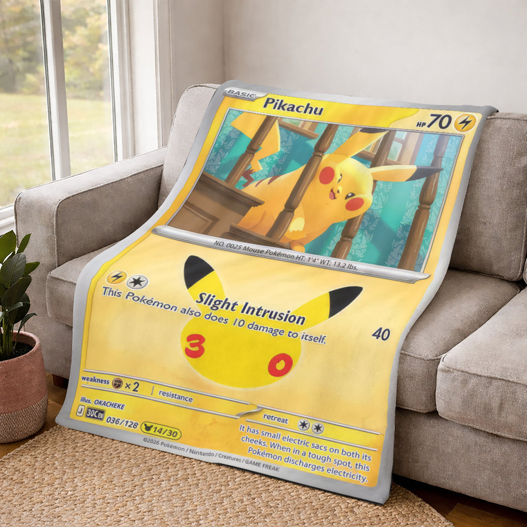 PKM Pikachu Custom Fleece Blanket – Personalized Gift for Kids & Fans