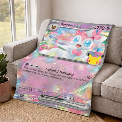 PKM Sylveon ex Card Custom Fleece Printed Blanket