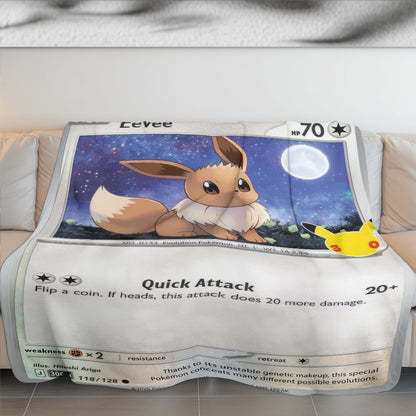 Eevee PKM Custom Fleece Blanket - Personalized Card Blanket