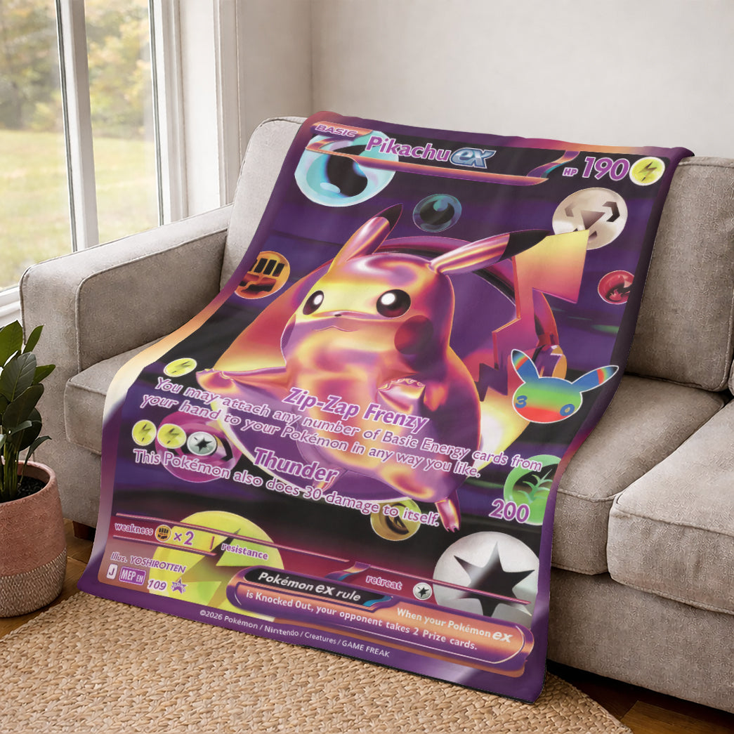 PKM Pikachu ex Custom Fleece Printed Blanket