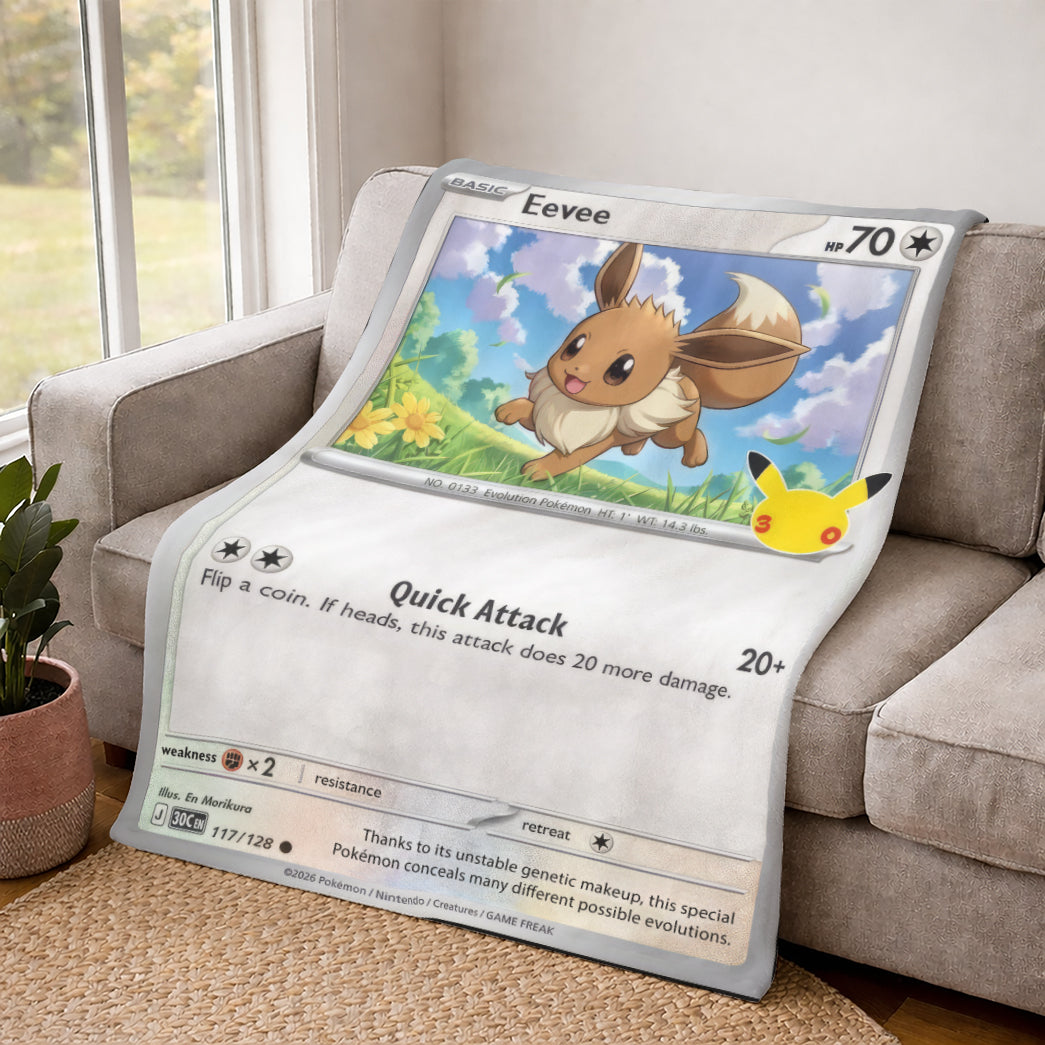 Eevee PKM Custom Fleece Blanket - Personalized Gift for Kids & Fans