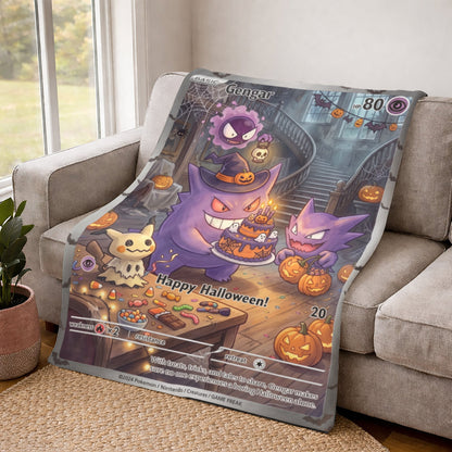 PKM Gengar Evolution Halloween Custom Fleece Blanket