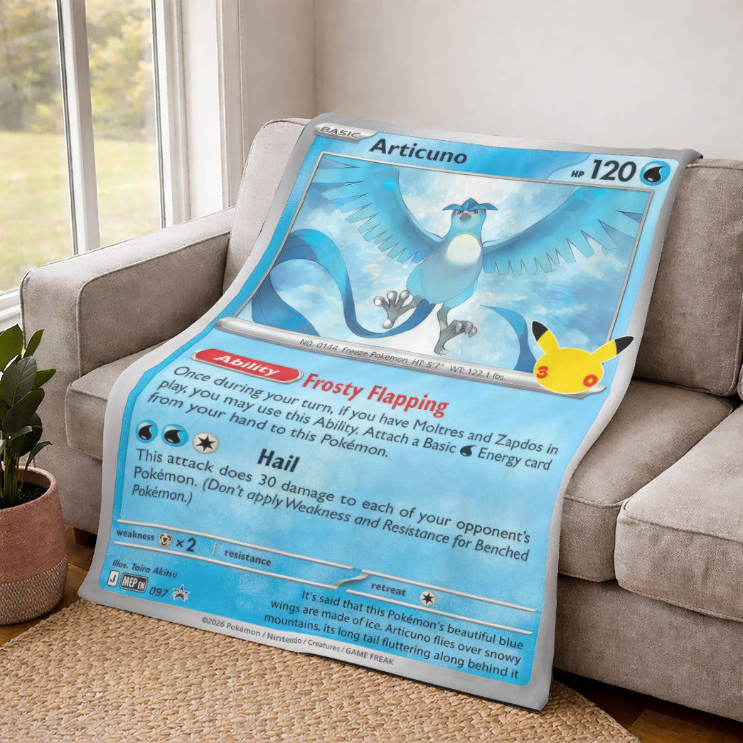 PKM Articuno Custom Fleece Printed Blanket