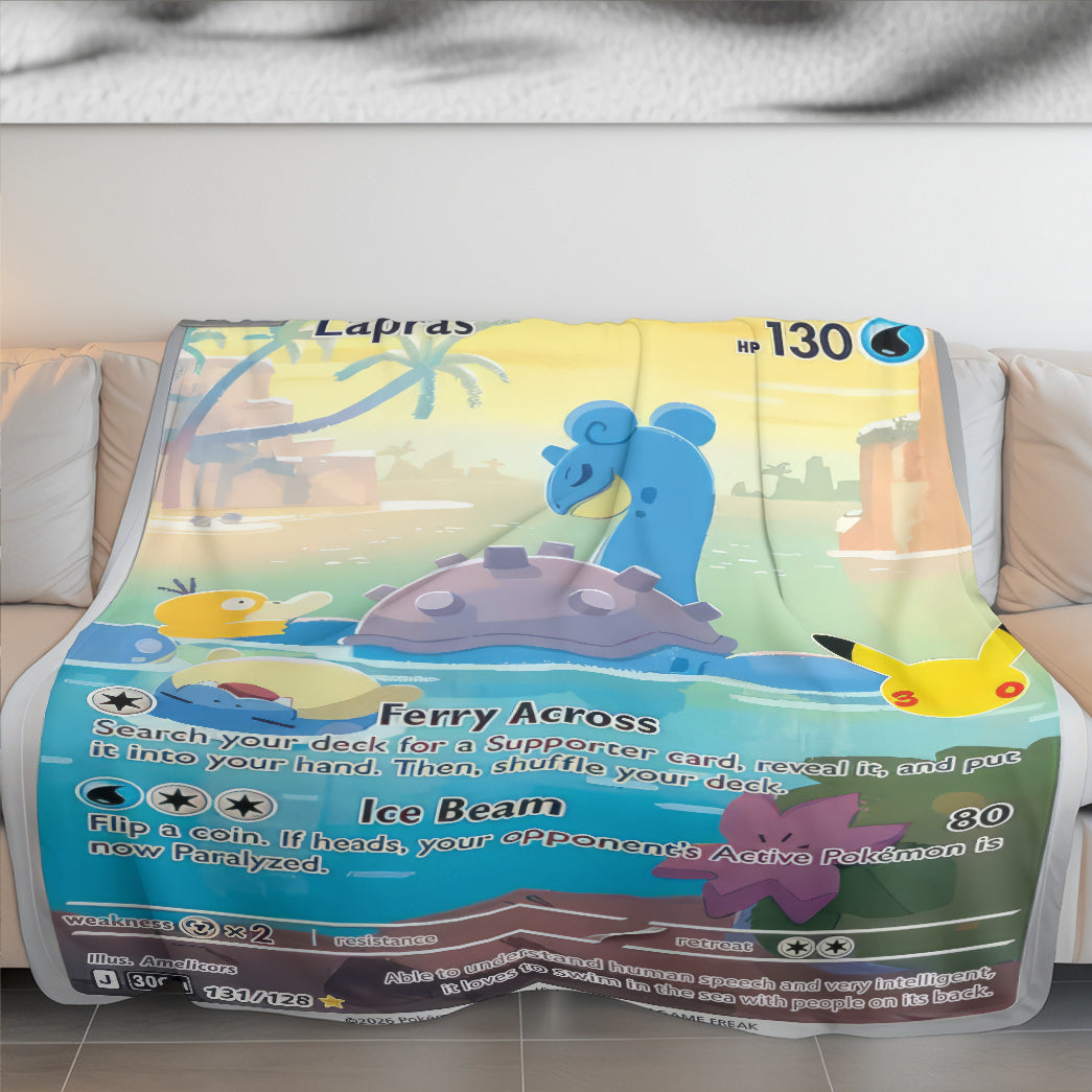 Lapras PKM Custom Fleece Blanket – Personalized Gamer Gift Blanket