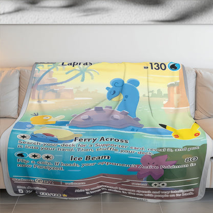 Lapras PKM Custom Fleece Blanket – Personalized Gamer Gift Blanket