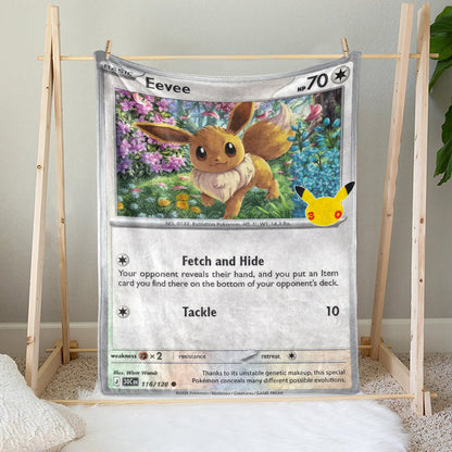Eevee PKM Custom Fleece Blanket – Personalized Trading Card Blanket
