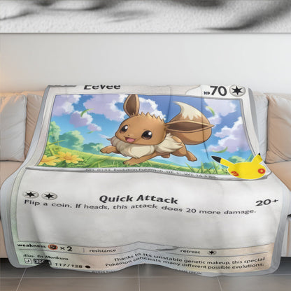 Eevee PKM Custom Fleece Blanket - Personalized Gift for Kids & Fans