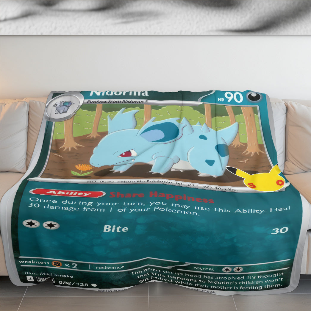 PKM Nidorina Custom Fleece Blanket – Personalized PKM Gift Blanket