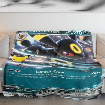 PKM Umbreon ex Card Custom Fleece Printed Blanket