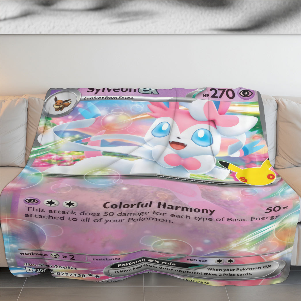 PKM Sylveon ex Card Custom Fleece Printed Blanket