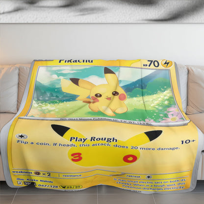 PKM Pikachu Custom Fleece Blanket – Personalized Anime Card Blanket