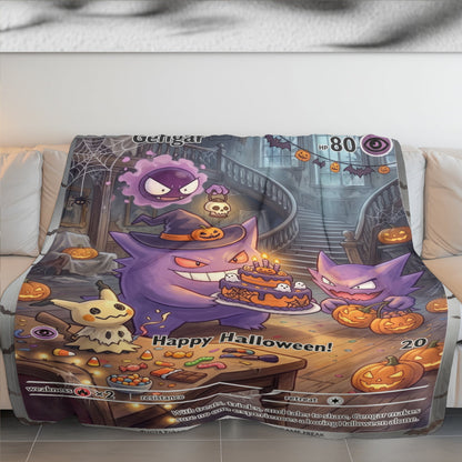 PKM Gengar Evolution Halloween Custom Fleece Blanket