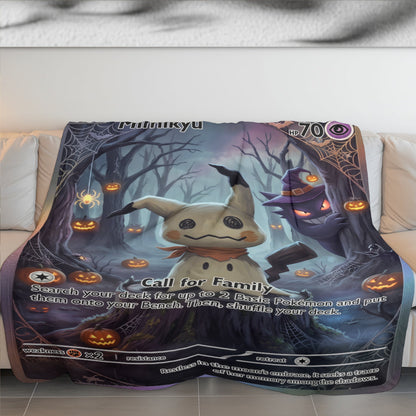 PKM Mimikyu And Gengar Halloween Custom Fleece Blanket